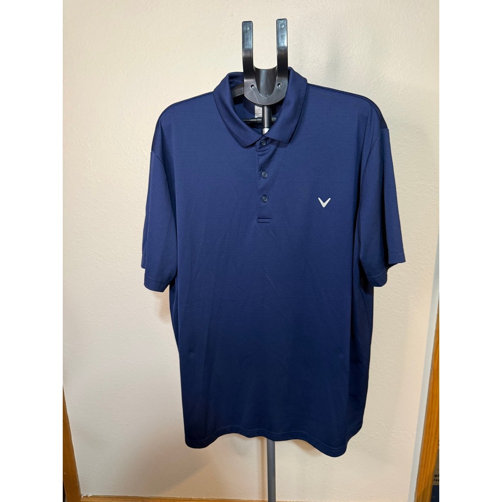 Callaway Mens XXL Opti-Dri Golf Polo Shirt Navy Blue Short Sleeve Performance